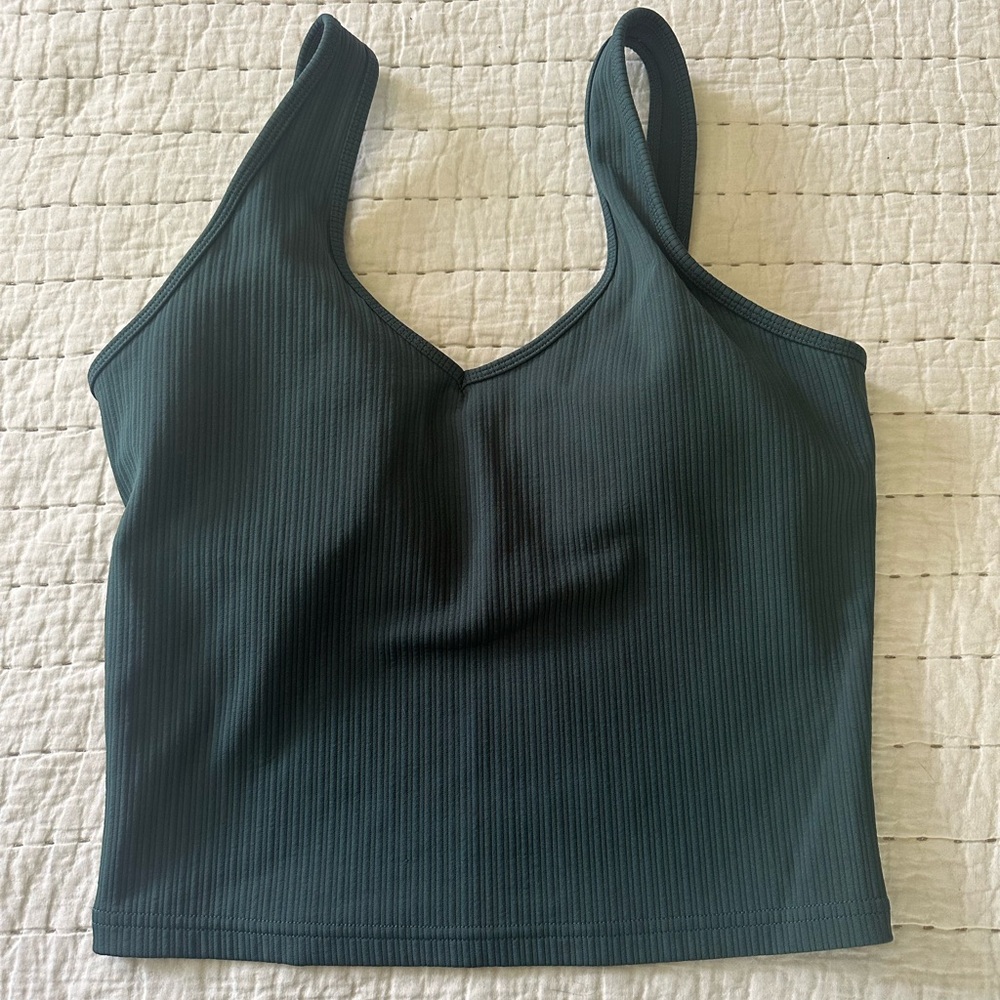 Dark Green Ribbed Women's Top